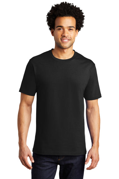 Port & Company PC600 Mens Bouncer Short Sleeve Crewneck T-Shirt Deep Black Model Front