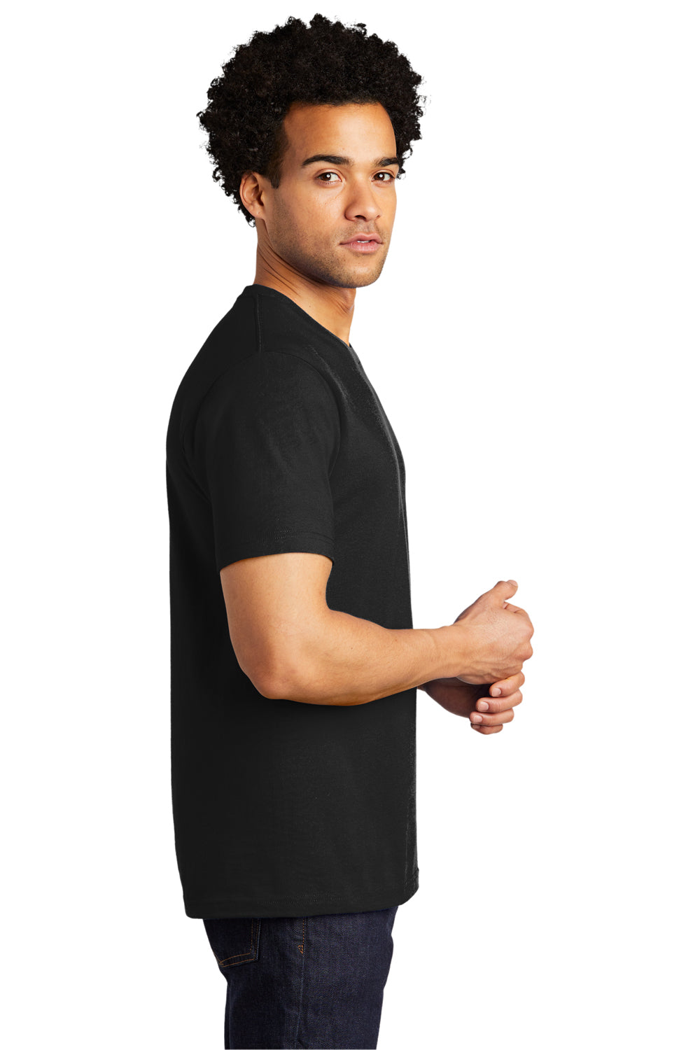 Port & Company PC600 Mens Bouncer Short Sleeve Crewneck T-Shirt Deep Black Model Side