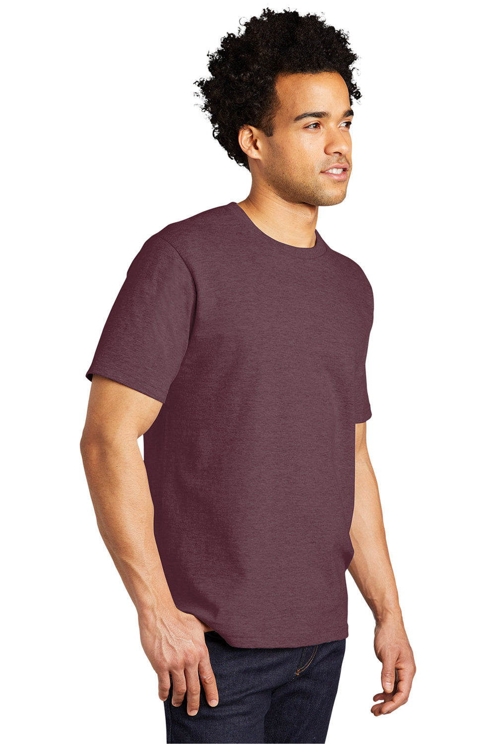 Port & Company PC600 Mens Bouncer Short Sleeve Crewneck T-Shirt Heather Athletic Maroon Model 3q