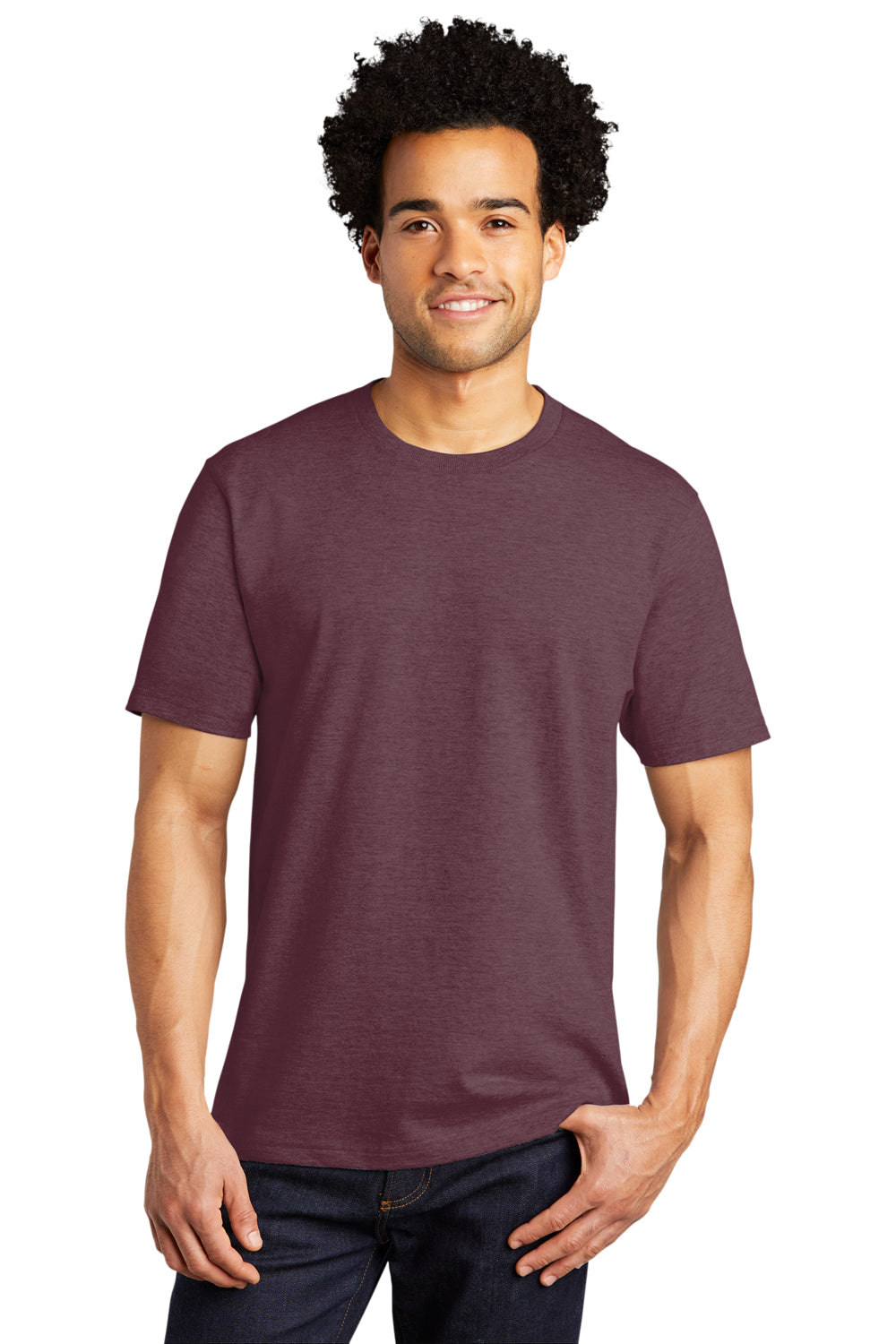 Port & Company PC600 Mens Bouncer Short Sleeve Crewneck T-Shirt Heather Athletic Maroon Model Front