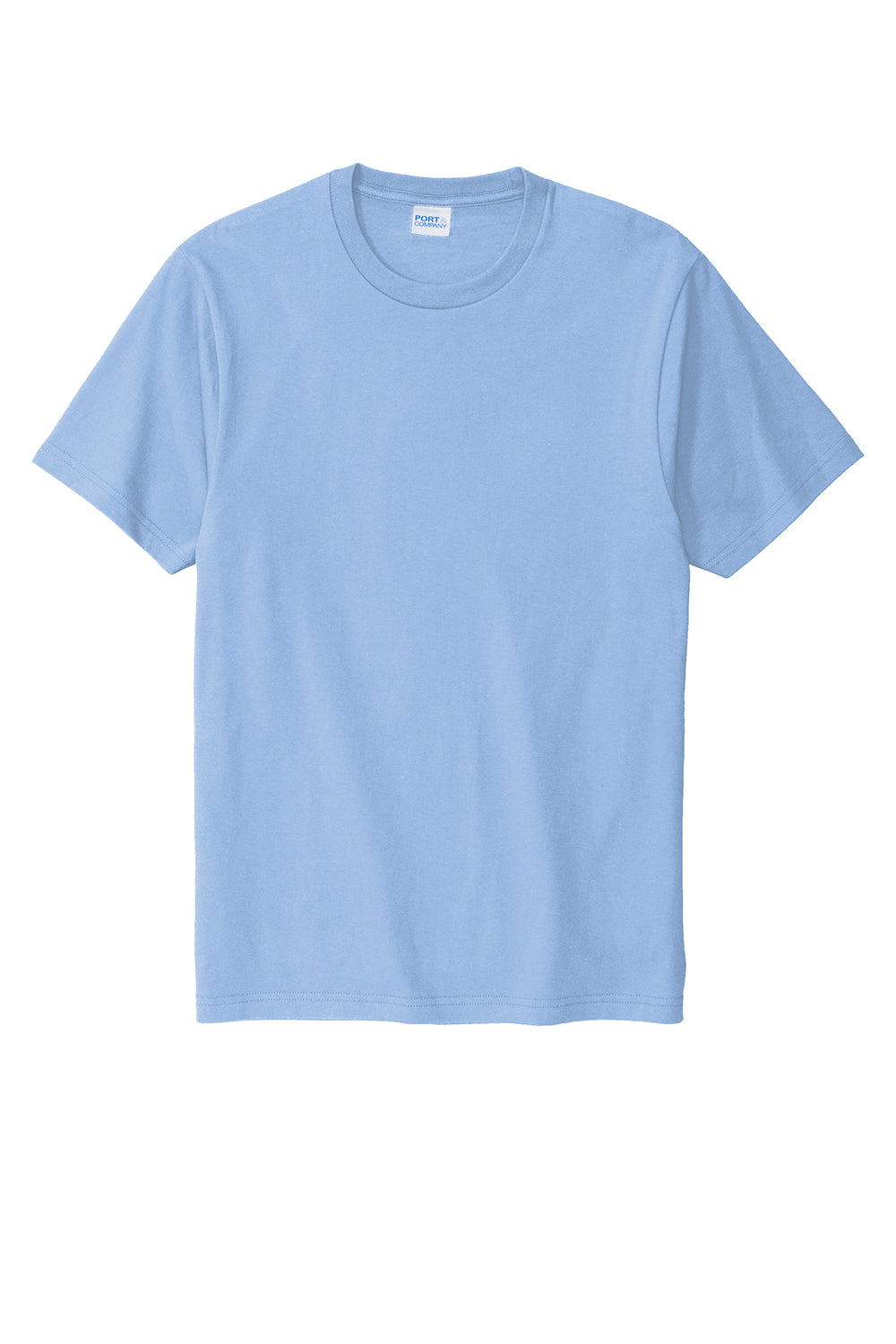 Port & Company PC600 Mens Bouncer Short Sleeve Crewneck T-Shirt Light Blue Flat Front