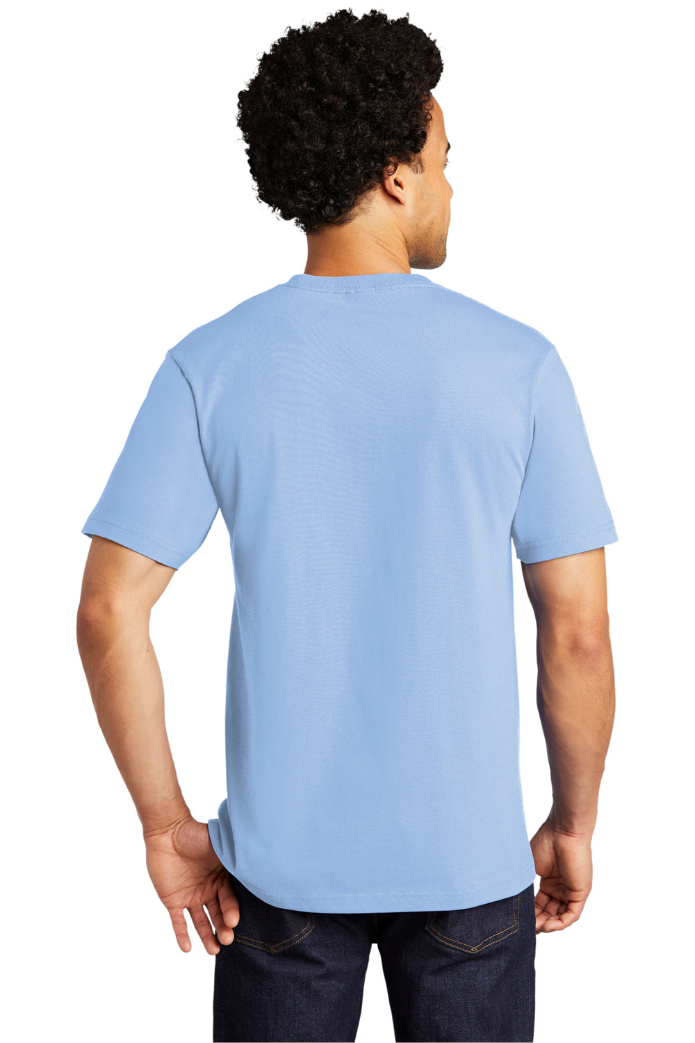 Port & Company PC600 Mens Bouncer Short Sleeve Crewneck T-Shirt Light Blue Model Back