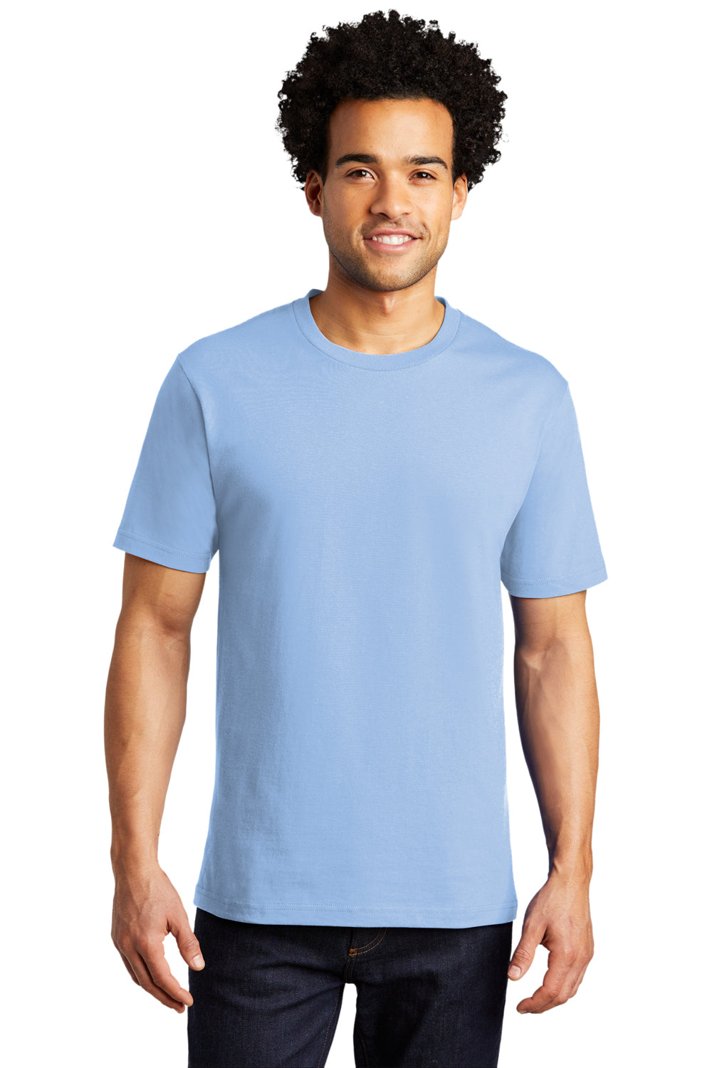 Port & Company PC600 Mens Bouncer Short Sleeve Crewneck T-Shirt Light Blue Model Front