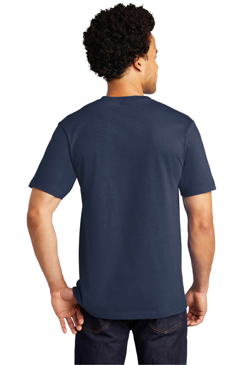 Port & Company PC600 Mens Bouncer Short Sleeve Crewneck T-Shirt Navy Blue Model Back