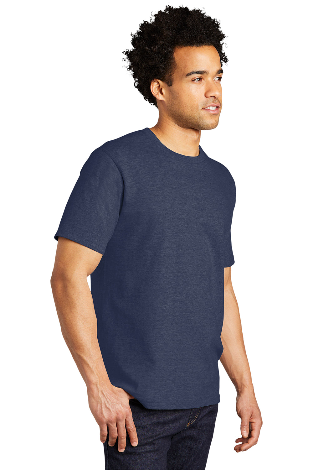 Port & Company PC600 Mens Bouncer Short Sleeve Crewneck T-Shirt Heather Team Navy Blue Model 3q