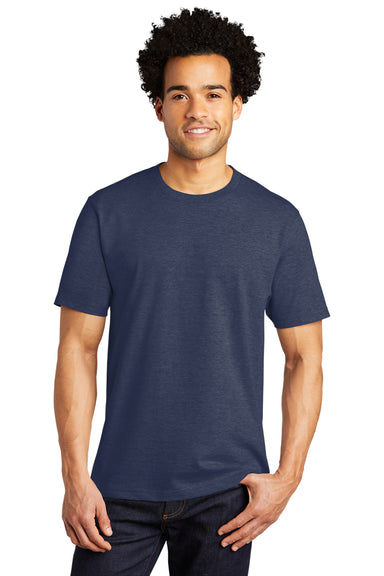 Port & Company PC600 Mens Bouncer Short Sleeve Crewneck T-Shirt Heather Team Navy Blue Model Front