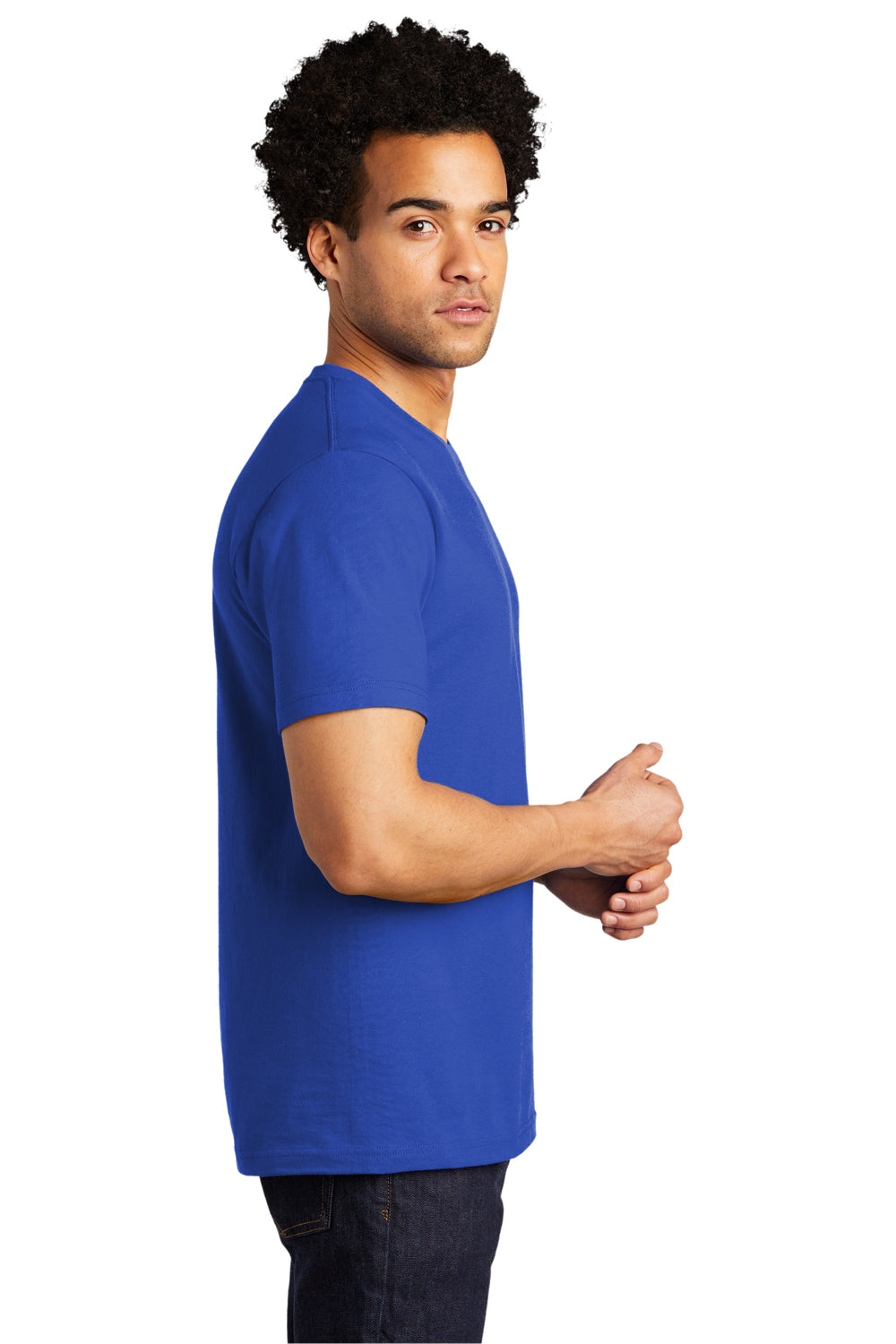 Port & Company PC600 Mens Bouncer Short Sleeve Crewneck T-Shirt True Royal Blue Model Side