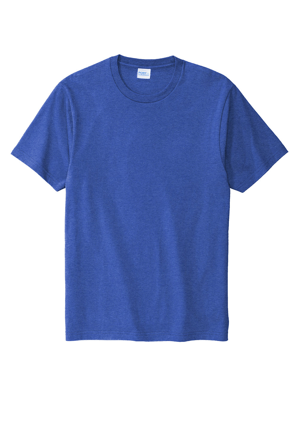 Port & Company PC600 Mens Bouncer Short Sleeve Crewneck T-Shirt Heather True Royal Blue Flat Front