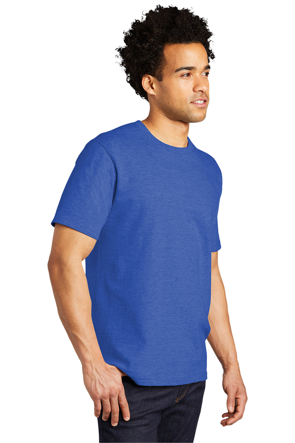 Port & Company PC600 Mens Bouncer Short Sleeve Crewneck T-Shirt Heather True Royal Blue Model 3q