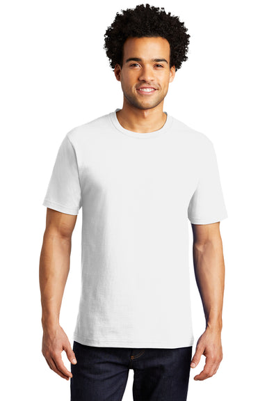 Port & Company PC600 Mens Bouncer Short Sleeve Crewneck T-Shirt White Model Front