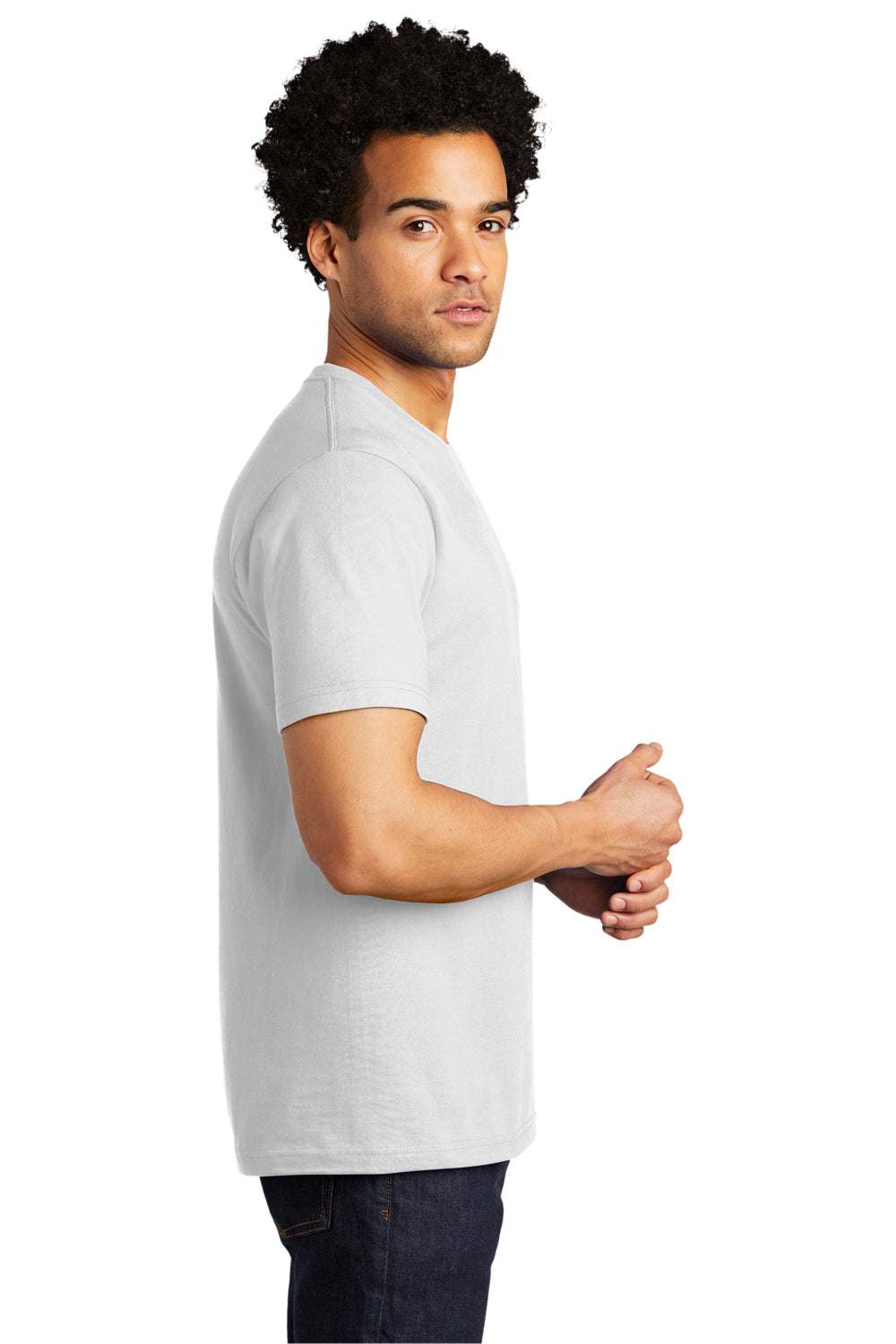 Port & Company PC600 Mens Bouncer Short Sleeve Crewneck T-Shirt White Model Side