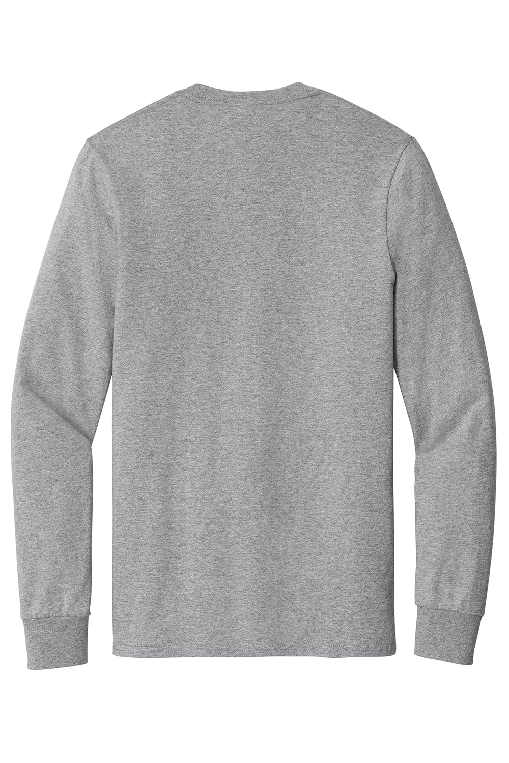 Port & Company PC61LSP/PC61LSPT Mens Essential Long Sleeve Crewneck T-Shirt w/ Pocket Heather Grey Flat Back