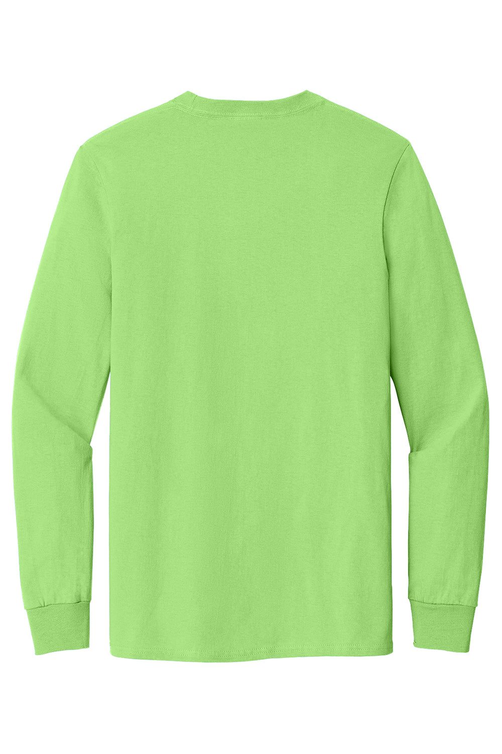 Port & Company PC61LSP/PC61LSPT Mens Essential Long Sleeve Crewneck T-Shirt w/ Pocket Lime Green Flat Back