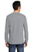 Port & Company PC61LSP/PC61LSPT Mens Essential Long Sleeve Crewneck T-Shirt w/ Pocket Heather Grey Model Back