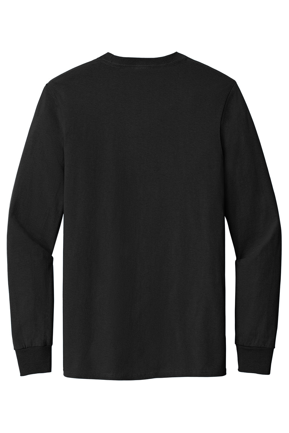 Port & Company PC61LSP/PC61LSPT Mens Essential Long Sleeve Crewneck T-Shirt w/ Pocket Jet Black Flat Back