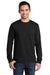 Port & Company PC61LSP/PC61LSPT Mens Essential Long Sleeve Crewneck T-Shirt w/ Pocket Jet Black Model Front