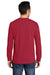 Port & Company PC61LSP/PC61LSPT Mens Essential Long Sleeve Crewneck T-Shirt w/ Pocket Red Model Back