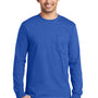 Port & Company Mens Essential Long Sleeve Crewneck T-Shirt w/ Pocket - Royal Blue