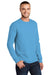 Port & Company PC61LS/PC61LST Mens Essential Long Sleeve Crewneck T-Shirt Aquatic Blue Model 3q