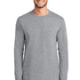 Port & Company Mens Essential Long Sleeve Crewneck T-Shirt - Heather Grey