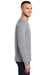 Port & Company PC61LS/PC61LST Mens Essential Long Sleeve Crewneck T-Shirt Heather Grey Model Side