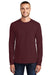 Port & Company PC61LS/PC61LST Mens Essential Long Sleeve Crewneck T-Shirt Athletic Maroon Model Front