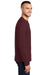 Port & Company PC61LS/PC61LST Mens Essential Long Sleeve Crewneck T-Shirt Athletic Maroon Model Side