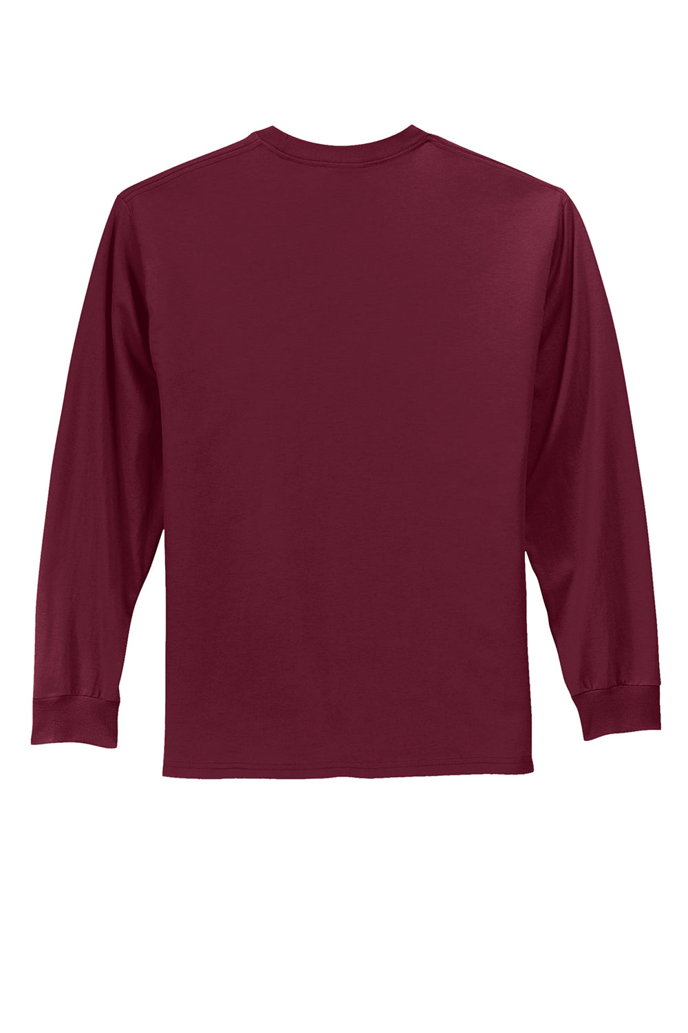 Port & Company PC61LS/PC61LST Mens Essential Long Sleeve Crewneck T-Shirt Cardinal Red Flat Back