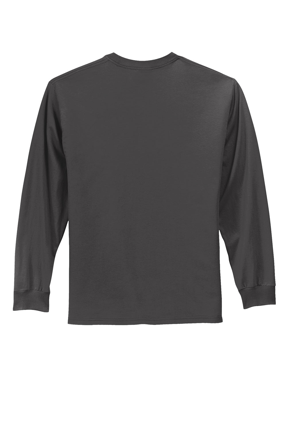 Port & Company PC61LS/PC61LST Mens Essential Long Sleeve Crewneck T-Shirt Charcoal Grey Flat Back