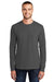 Port & Company PC61LS/PC61LST Mens Essential Long Sleeve Crewneck T-Shirt Charcoal Grey Model Front