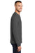 Port & Company PC61LS/PC61LST Mens Essential Long Sleeve Crewneck T-Shirt Charcoal Grey Model Side