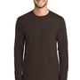 Port & Company Mens Essential Long Sleeve Crewneck T-Shirt - Dark Chocolate Brown