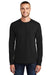 Port & Company PC61LS/PC61LST Mens Essential Long Sleeve Crewneck T-Shirt Jet Black Model Front