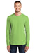 Port & Company PC61LS/PC61LST Mens Essential Long Sleeve Crewneck T-Shirt Lime Green Model Front