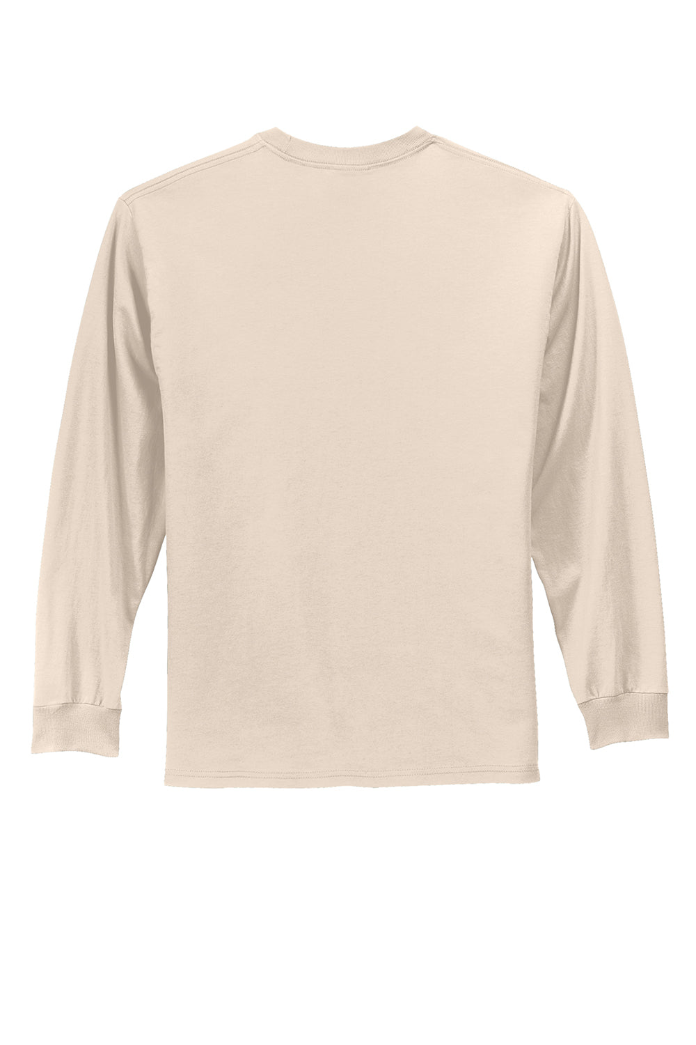 Port & Company PC61LS/PC61LST Mens Essential Long Sleeve Crewneck T-Shirt Natural Flat Back