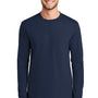 Port & Company Mens Essential Long Sleeve Crewneck T-Shirt - Navy Blue