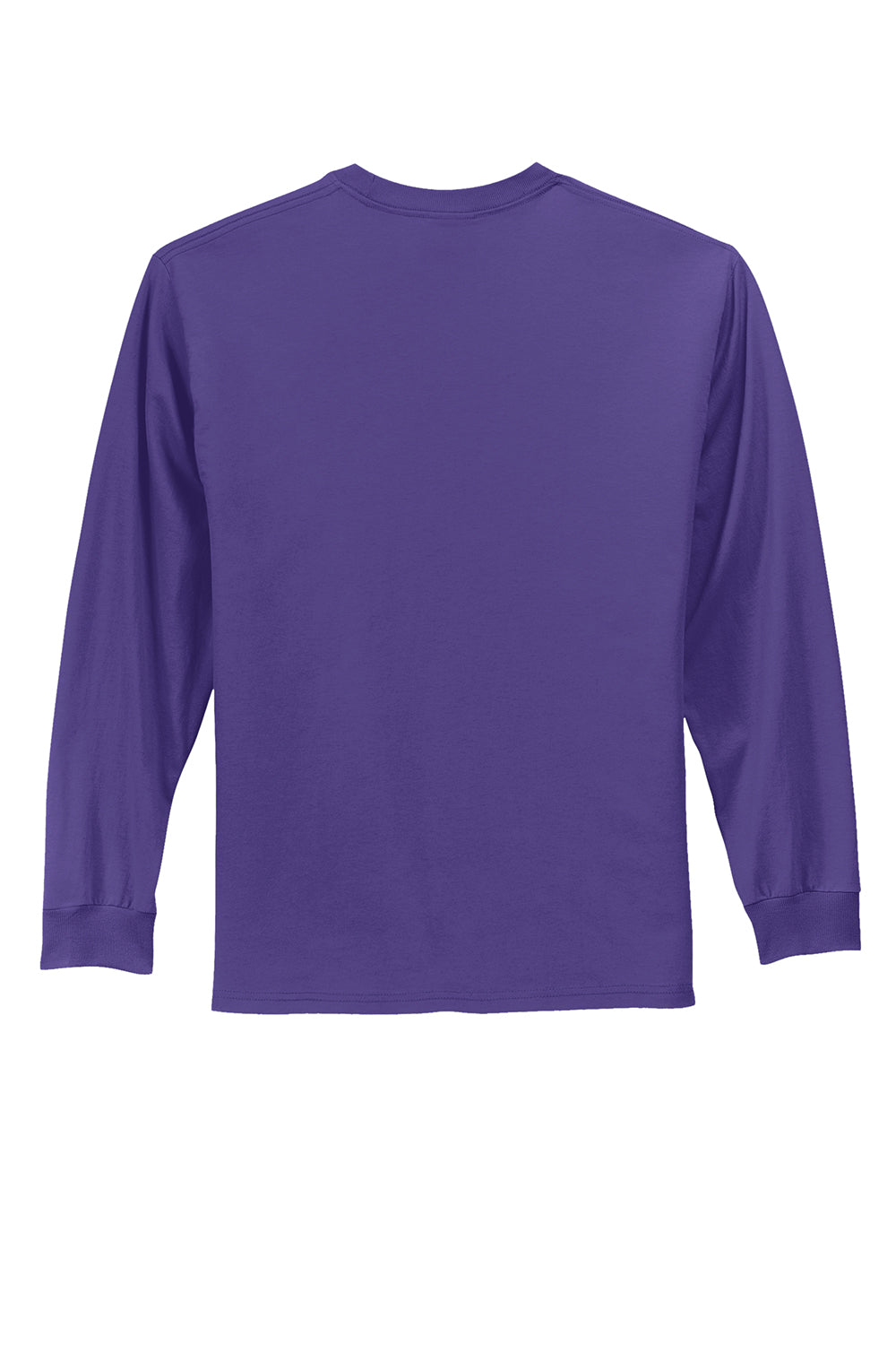 Port & Company PC61LS/PC61LST Mens Essential Long Sleeve Crewneck T-Shirt Purple Flat Back