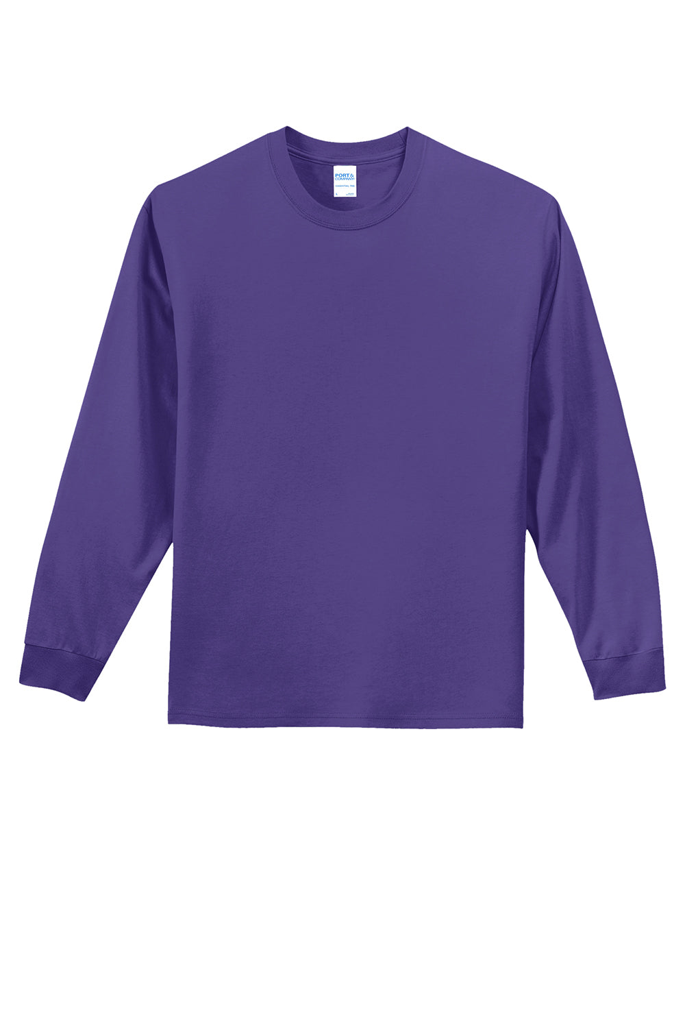 Port & Company PC61LS/PC61LST Mens Essential Long Sleeve Crewneck T-Shirt Purple Flat Front