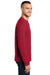 Port & Company PC61LS/PC61LST Mens Essential Long Sleeve Crewneck T-Shirt Red Model Side