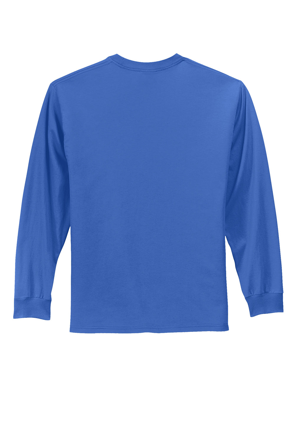 Port & Company PC61LS/PC61LST Mens Essential Long Sleeve Crewneck T-Shirt Royal Blue Flat Back