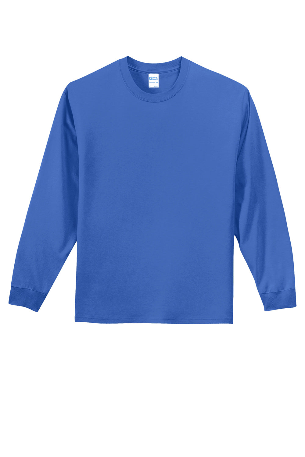 Port & Company PC61LS/PC61LST Mens Essential Long Sleeve Crewneck T-Shirt Royal Blue Flat Front