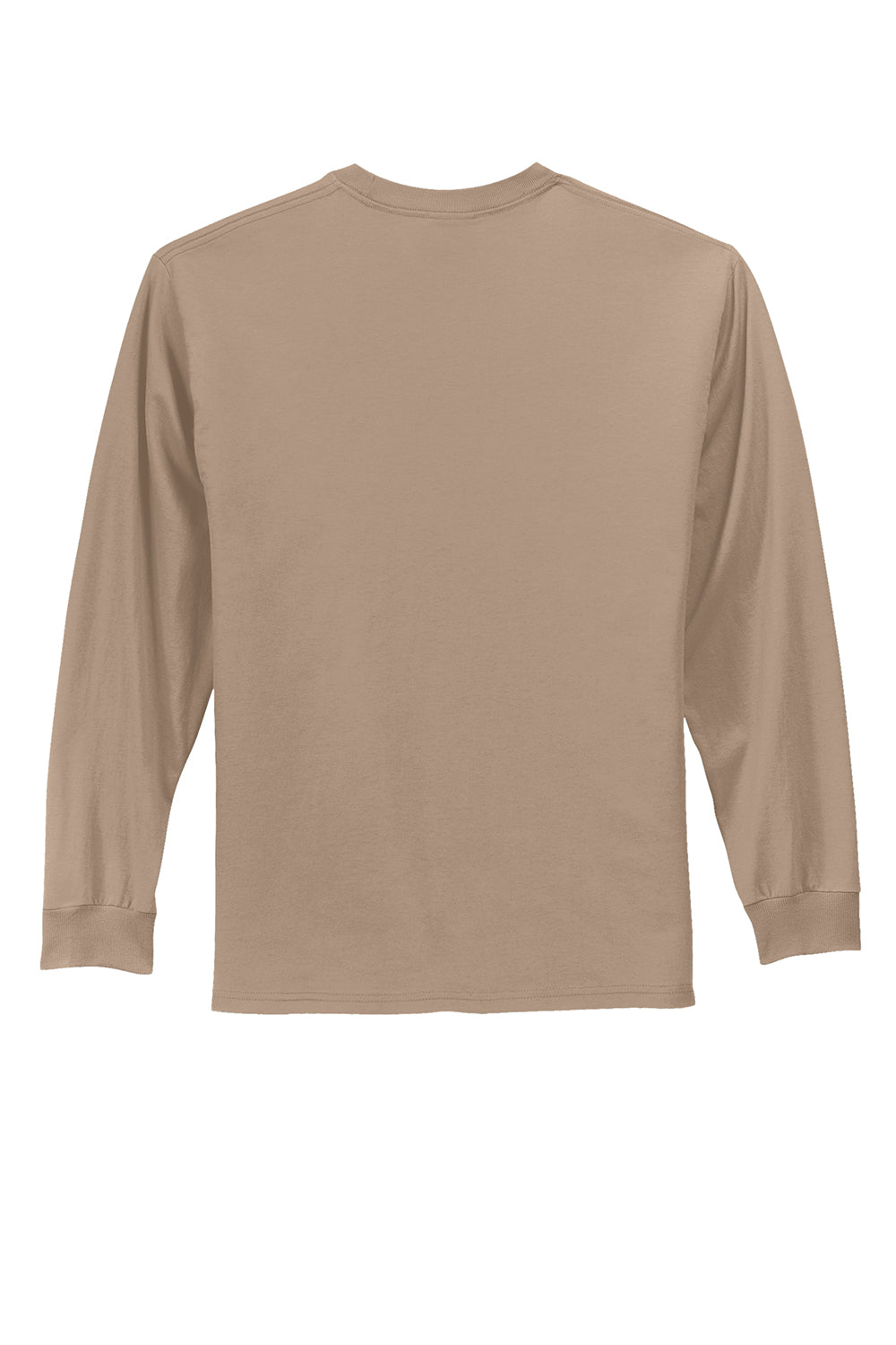 Port & Company PC61LS/PC61LST Mens Essential Long Sleeve Crewneck T-Shirt Sand Flat Back