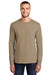 Port & Company PC61LS/PC61LST Mens Essential Long Sleeve Crewneck T-Shirt Sand Model Front