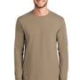 Port & Company Mens Essential Long Sleeve Crewneck T-Shirt - Sand