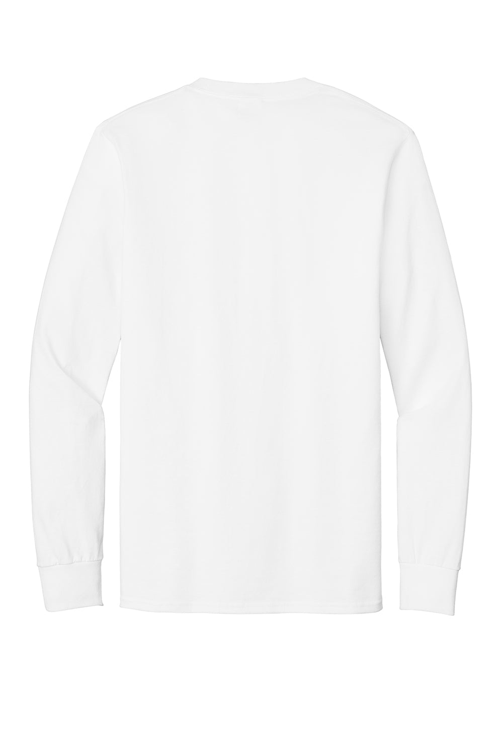 Port & Company PC61LS/PC61LST Mens Essential Long Sleeve Crewneck T-Shirt White Flat Back