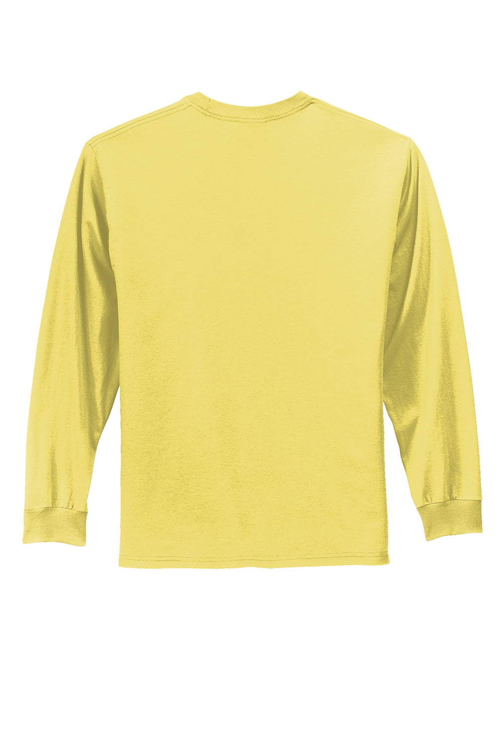 Port & Company PC61LS/PC61LST Mens Essential Long Sleeve Crewneck T-Shirt Yellow Flat Back