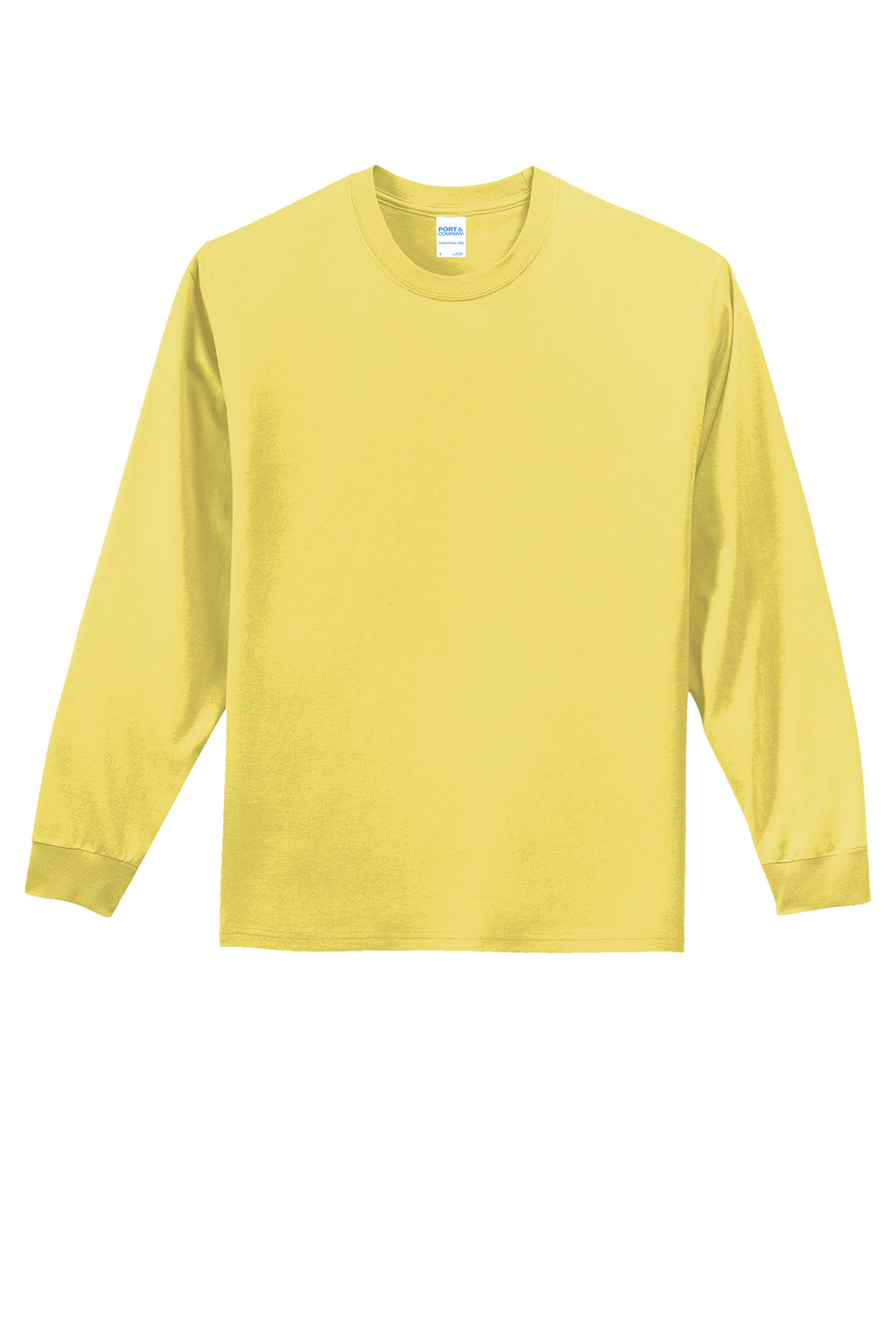 Port & Company PC61LS/PC61LST Mens Essential Long Sleeve Crewneck T-Shirt Yellow Flat Front