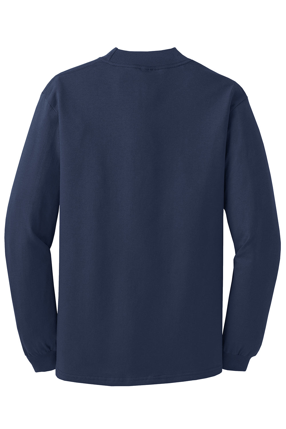 Port & Company PC61M Mens Essential Long Sleeve Mock Neck T-Shirt Navy Blue Flat Back