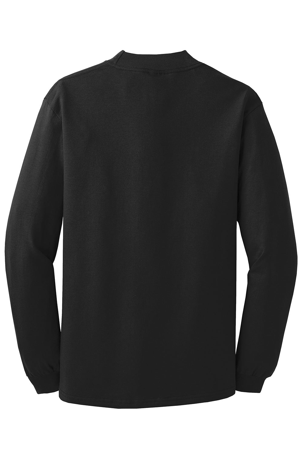 Port & Company PC61M Mens Essential Long Sleeve Mock Neck T-Shirt Jet Black Flat Back