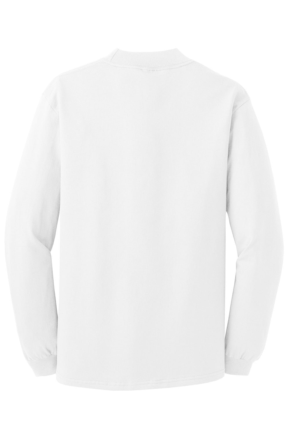 Port & Company PC61M Mens Essential Long Sleeve Mock Neck T-Shirt White Flat Back